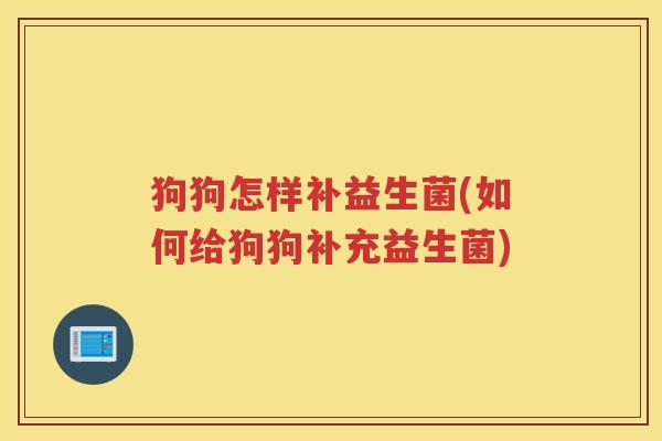 狗狗怎样补益生菌(如何给狗狗补充益生菌)