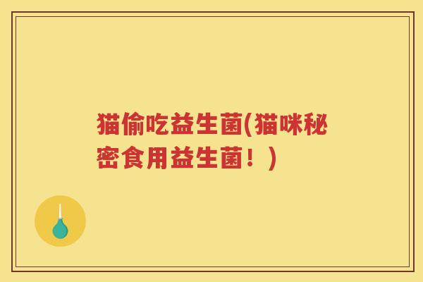 猫偷吃益生菌(猫咪秘密食用益生菌！)