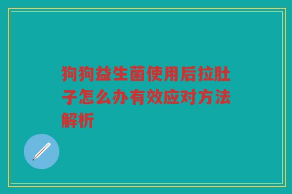 狗狗益生菌使用后拉肚子怎么办有效应对方法解析