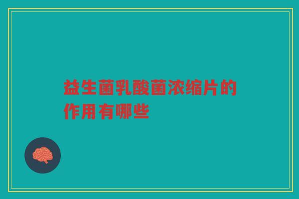 益生菌乳酸菌浓缩片的作用有哪些