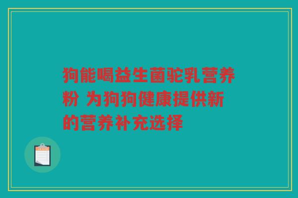 狗能喝益生菌驼乳营养粉 为狗狗健康提供新的营养补充选择