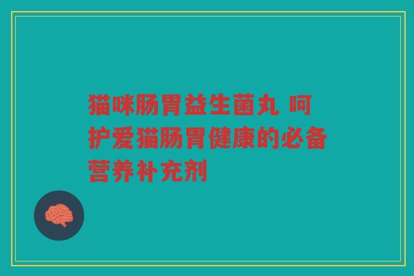 猫咪肠胃益生菌丸 呵护爱猫肠胃健康的必备营养补充剂