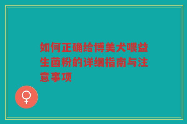 如何正确给博美犬喂益生菌粉的详细指南与注意事项