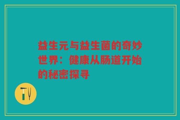 益生元与益生菌的奇妙世界：健康从肠道开始的秘密探寻