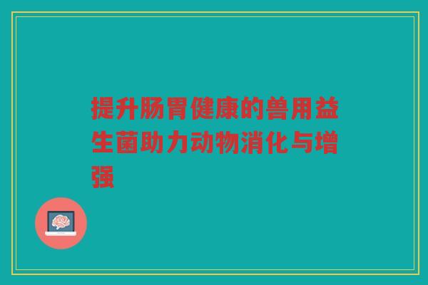 提升肠胃健康的兽用益生菌助力动物消化与增强