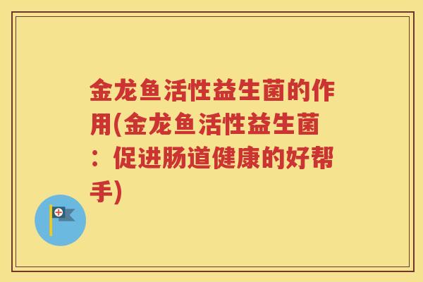 金龙鱼活性益生菌的作用(金龙鱼活性益生菌:促进肠道健康的好帮手)
