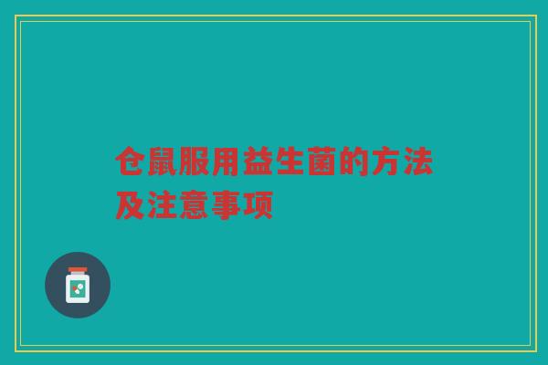 仓鼠服用益生菌的方法及注意事项
