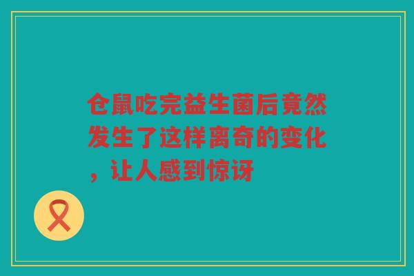 仓鼠吃完益生菌后竟然发生了这样离奇的变化,让人感到惊讶 仓鼠吃完益生菌后竟然发生了这样离奇的变化,让人感到惊讶