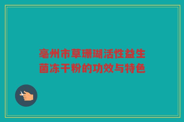 亳州市草珊瑚活性益生菌冻干粉的功效与特色