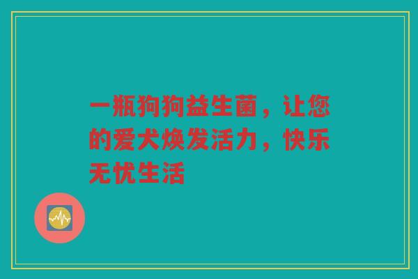 一瓶狗狗益生菌，让您的爱犬焕发活力，快乐无忧生活