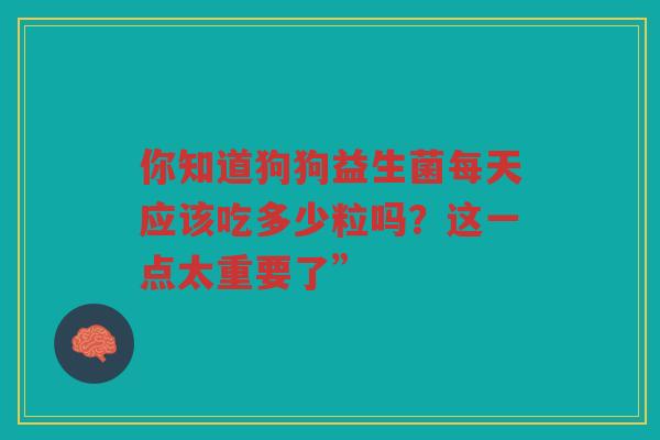 你知道狗狗益生菌每天应该吃多少粒吗?这一点太重要了”