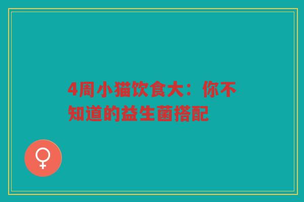 4周小猫饮食大:你不知道的益生菌搭配