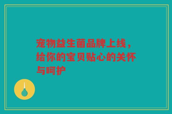 宠物益生菌品牌上线,给你的宝贝贴心的关怀与呵护