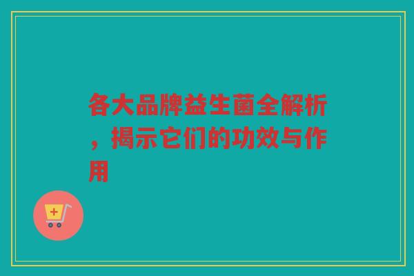 各大品牌益生菌全解析，揭示它们的功效与作用