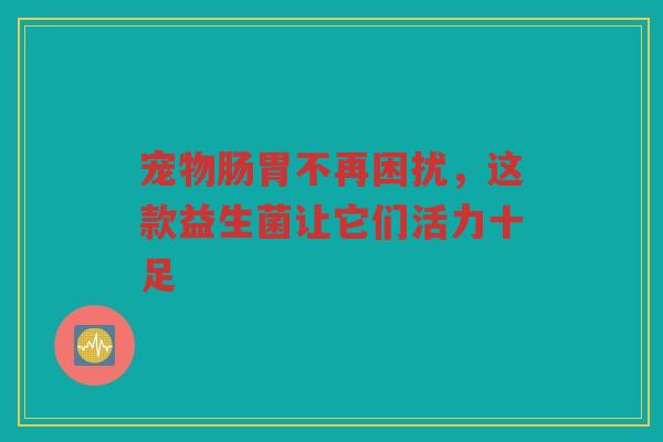 宠物肠胃不再困扰，这款益生菌让它们活力十足