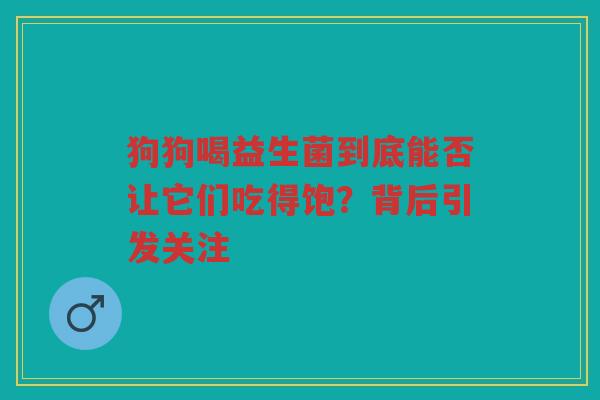 狗狗喝益生菌到底能否让它们吃得饱？背后引发关注