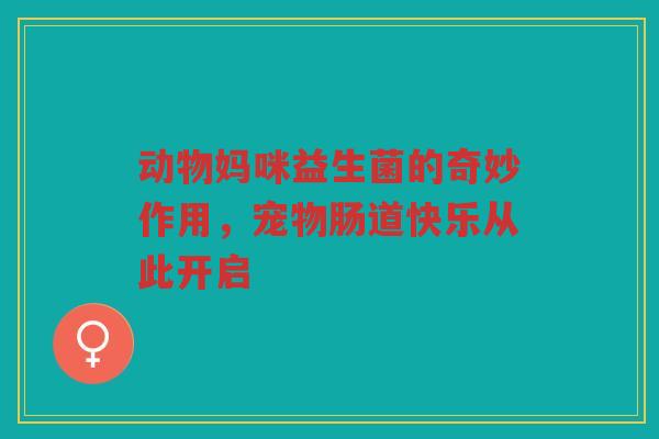 动物妈咪益生菌的奇妙作用，宠物肠道快乐从此开启