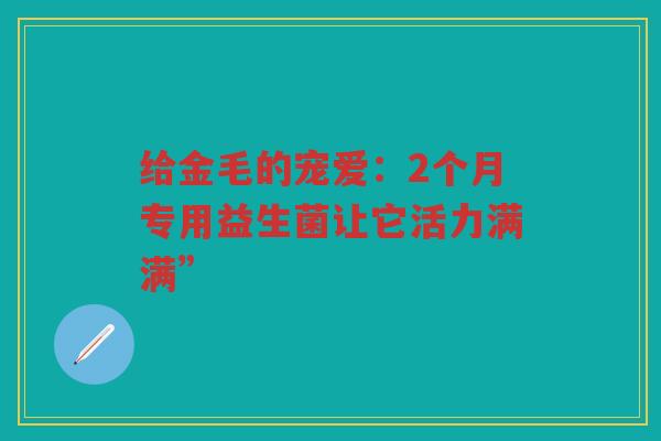给金毛的宠爱:2个月专用益生菌让它活力满满” 给金毛的宠爱:2个月专用益生菌让它活力满满”