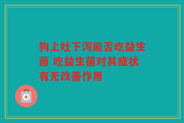 狗上吐下泻能否吃益生菌 吃益生菌对其症状有无改善作用 狗上吐下泻能否吃益生菌 吃益生菌对其症状有无改善作用