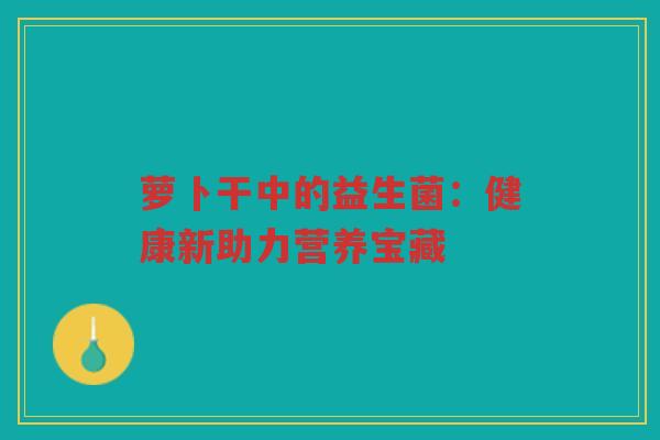 萝卜干中的益生菌:健康新助力营养宝藏 萝卜干中的益生菌:健康新助力营养宝藏